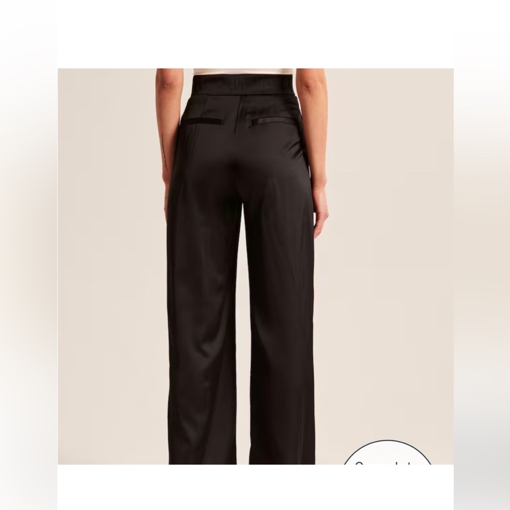 Abercrombie black 2 piece satin set. Cropped v neck top and trousers. - Picture 2 of 8